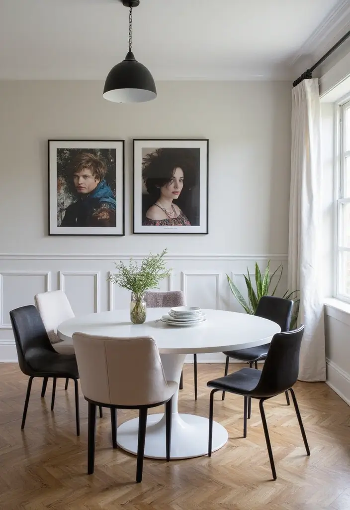 30 Wainscoting Dining Room Inspirations Full of Charm - 29. Contemporary Wainscoting with Art