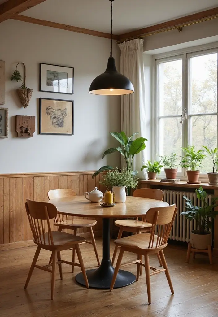 30 Wainscoting Dining Room Inspirations Full of Charm - 9. Natural Wood Wainscoting for Organic Charm