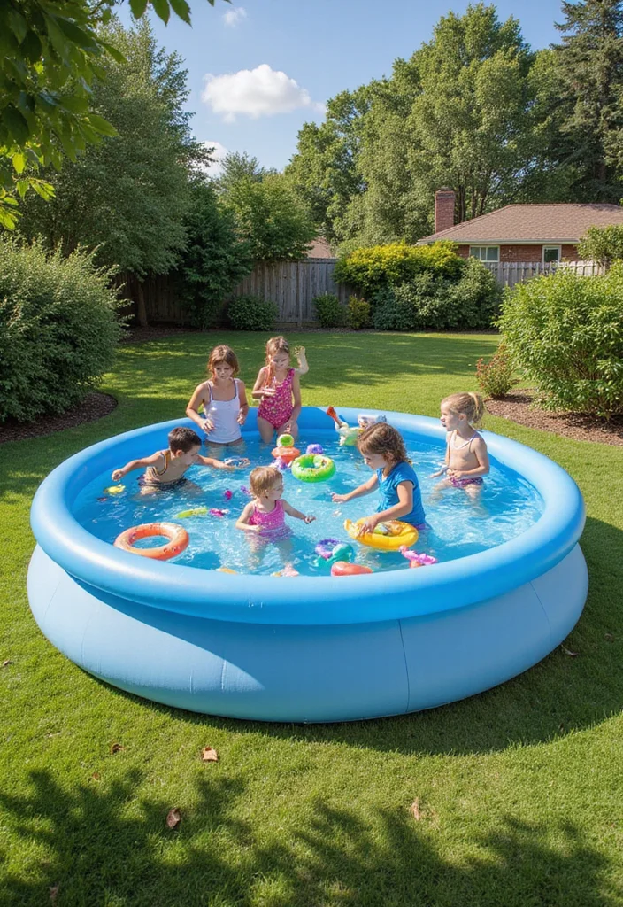 10 Backyard Blow Up Pool Ideas for Simple Cool Summer Fun - 2. Family Fun Zone