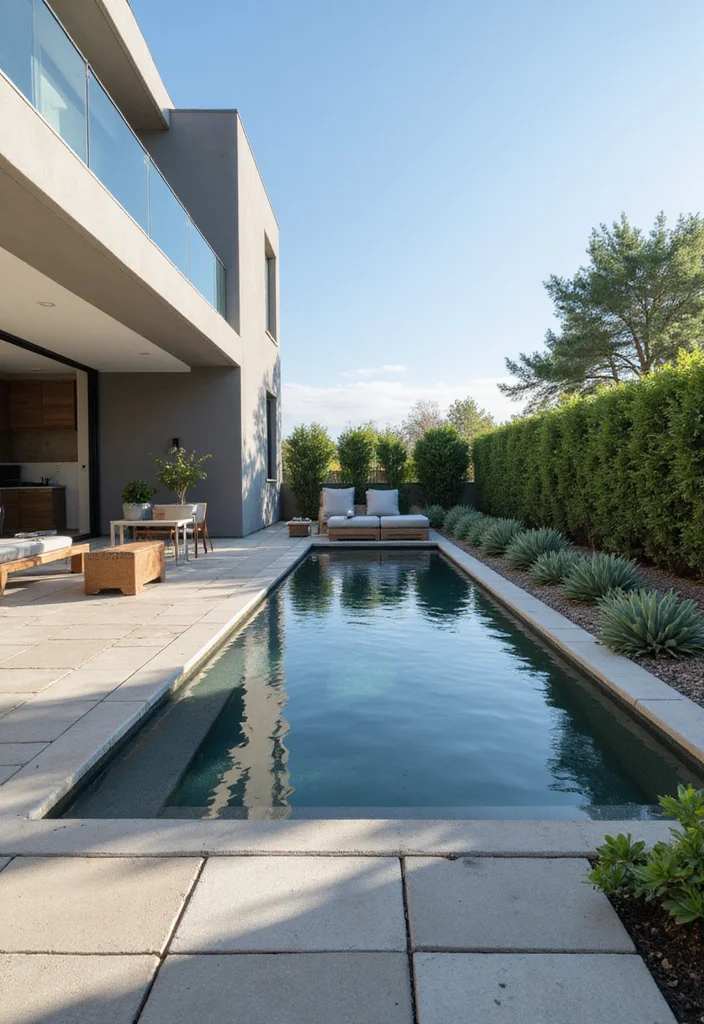 12 Backyard In Ground Pool Ideas for Relaxing Beautiful Living - 2. Modern Minimalist