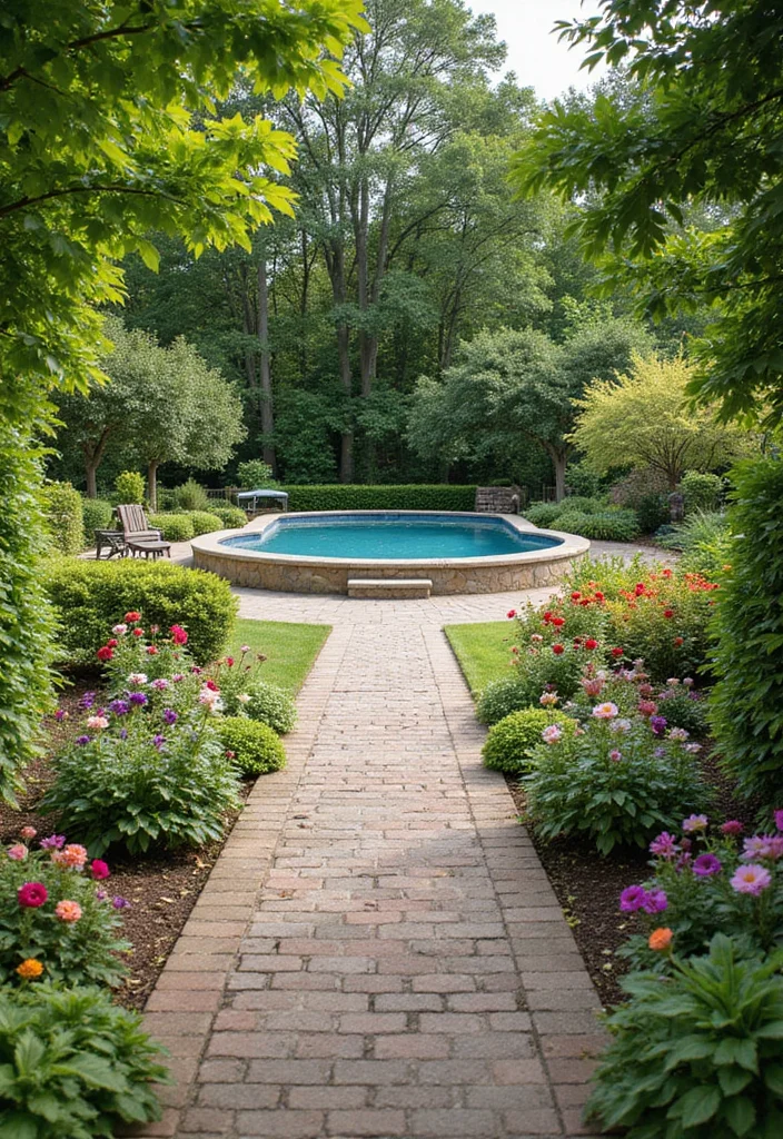 12 Backyard In Ground Pool Ideas for Relaxing Beautiful Living - 9. Charming Garden Pathways