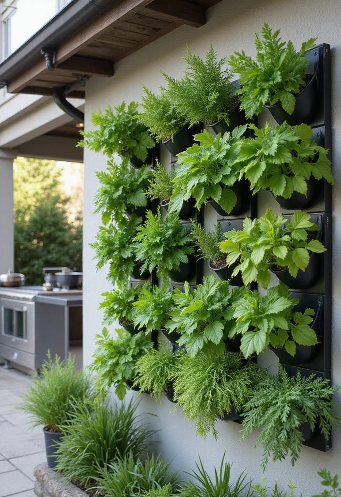 12 Backyard Patio Kitchen Ideas for Fun Functional Outdoor Cooking - 2. Vertical Gardens for Fresh Herbs