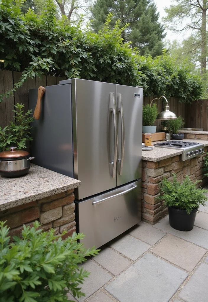 12 Backyard Patio Kitchen Ideas for Fun Functional Outdoor Cooking - 4. Outdoor Refrigerator for Convenience