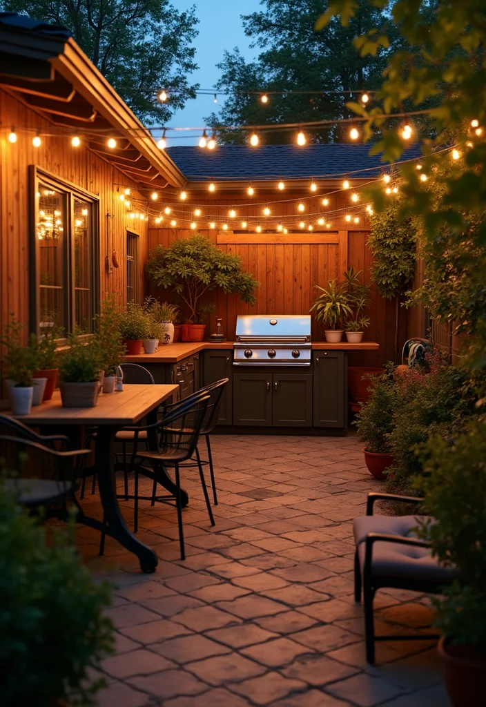 12 Backyard Patio Kitchen Ideas for Fun Functional Outdoor Cooking - 5. Use Solar Lighting for Ambiance