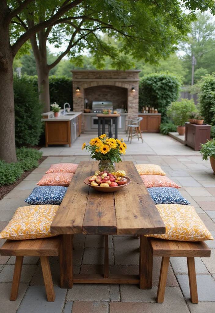 12 Backyard Patio Kitchen Ideas for Fun Functional Outdoor Cooking - 6. Creative Dining Area Setup