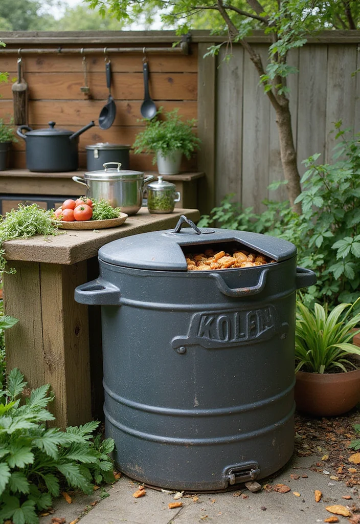 12 Backyard Patio Kitchen Ideas for Fun Functional Outdoor Cooking - 8. Compost Bin for Kitchen Waste
