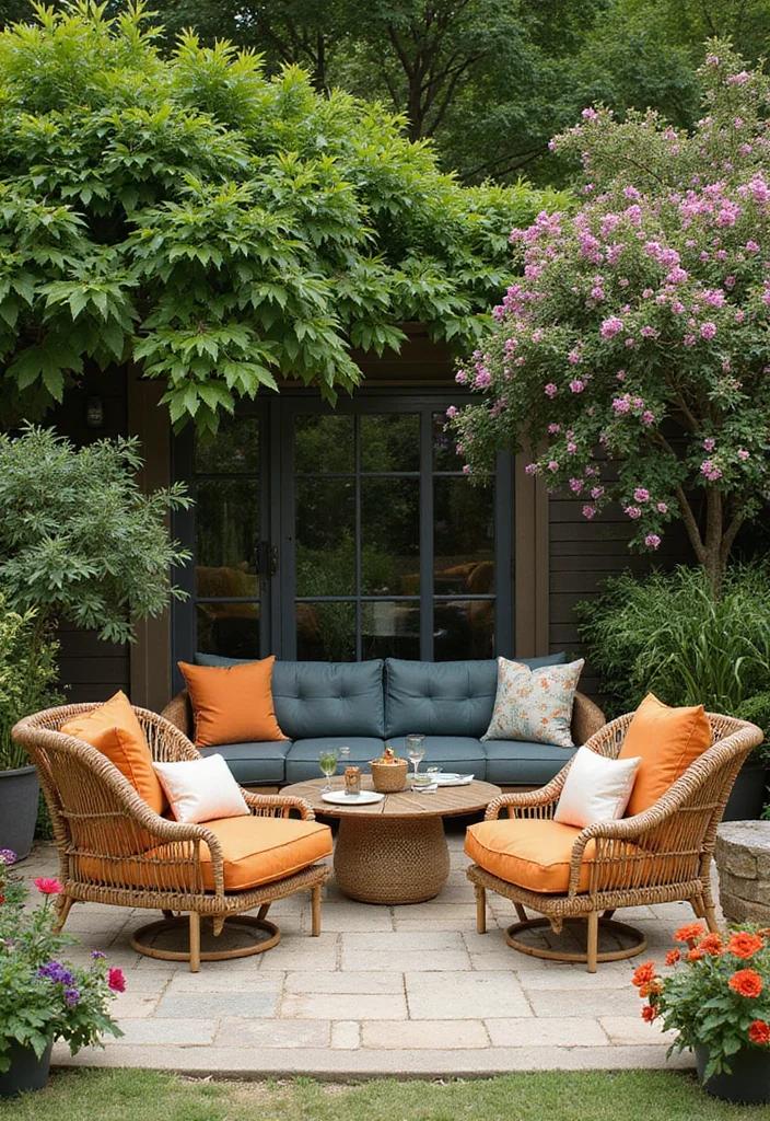 12 Backyard Patio Seating Ideas for Comfortable Relaxed Arrangements 67 12 Backyard Patio Seating Ideas for Comfortable Relaxed Arrangements 7. Wicker Furniture with a Twist