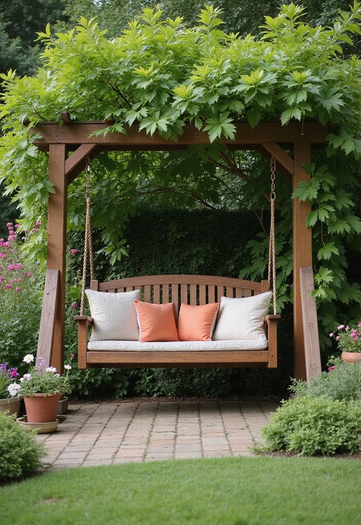 12 Backyard Patio Seating Ideas for Comfortable Relaxed Arrangements 78 12 Backyard Patio Seating Ideas for Comfortable Relaxed Arrangements 8. Garden Swing