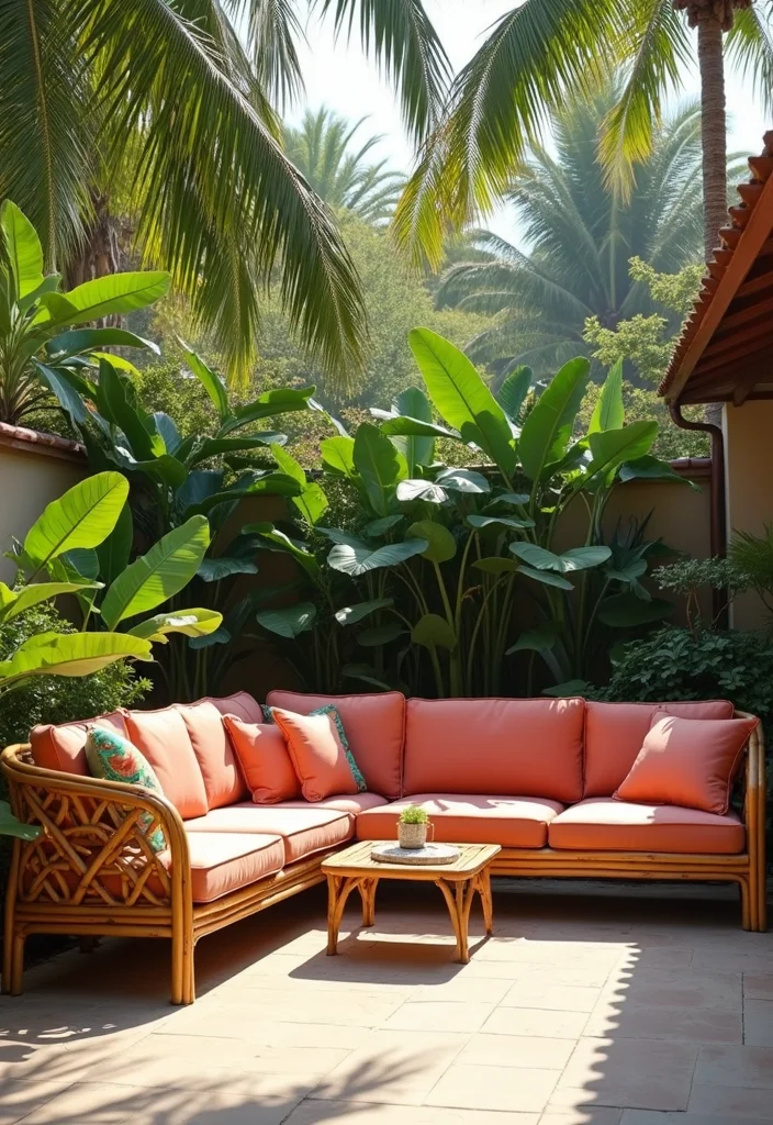 12 Backyard Sectional Ideas for Spacious Cozy Outdoor Lounging - 2. Bamboo Beauty