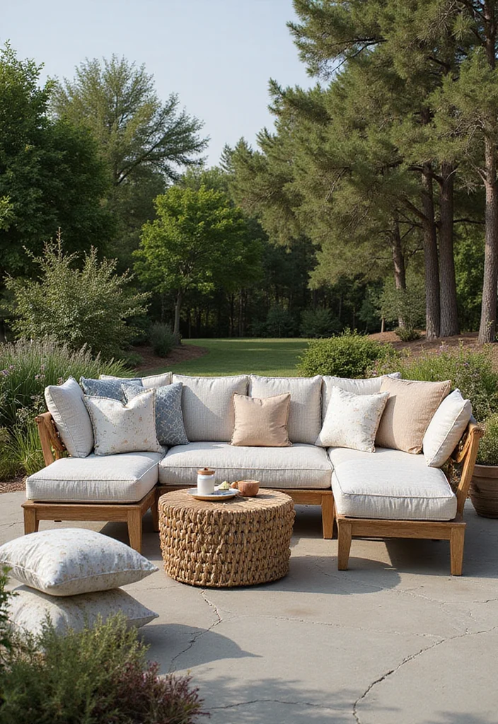 12 Backyard Sectional Ideas for Spacious Cozy Outdoor Lounging - 3. Eco-Friendly Cushions