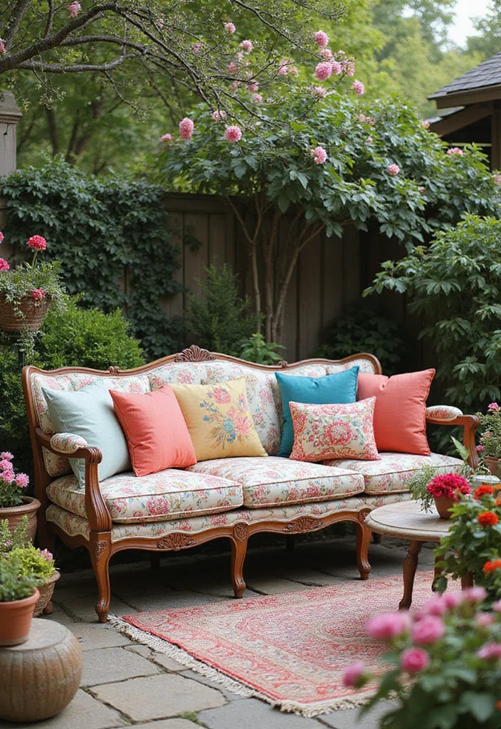 12 Backyard Sectional Ideas for Spacious Cozy Outdoor Lounging - 5. Vintage Vibes