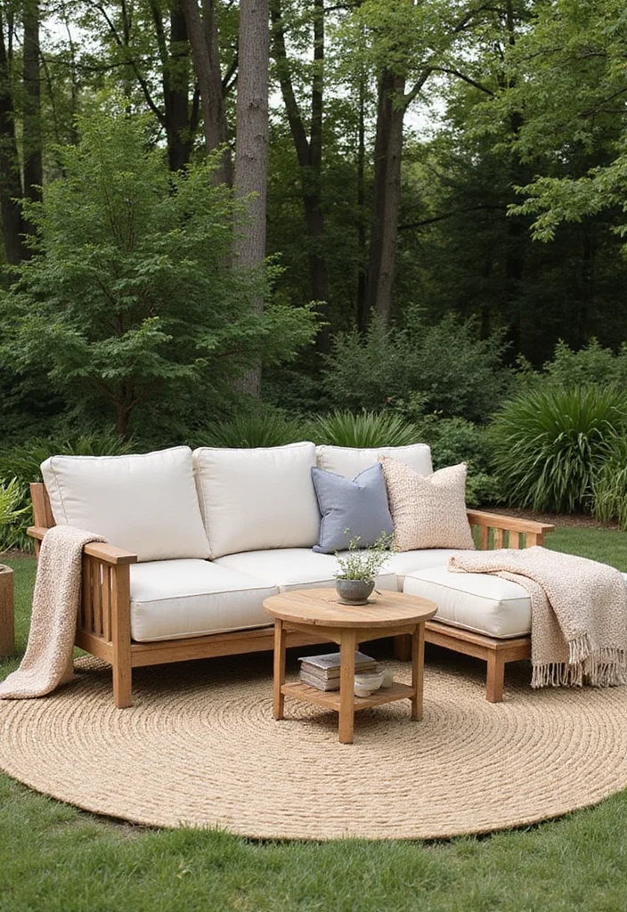 12 Backyard Sectional Ideas for Spacious Cozy Outdoor Lounging - 6. Natural Fiber Accents