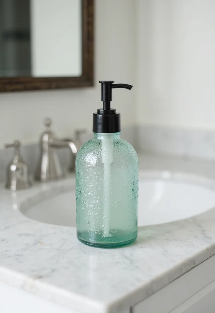 12 Bathroom Accessories Ideas for Stylish Practical Everyday Use - 2. Recycled Glass Soap Dispenser