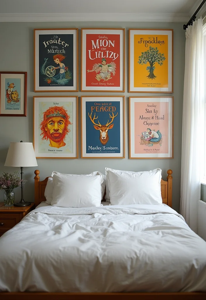 12 Bedroom Library Ideas for Cozy Warm Reading Retreats - 10. Gallery Wall of Book Covers