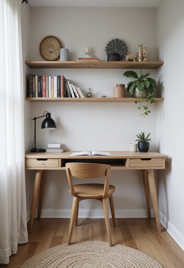12 Bedroom Library Ideas for Cozy Warm Reading Retreats - 5. Wall-Mounted Desk
