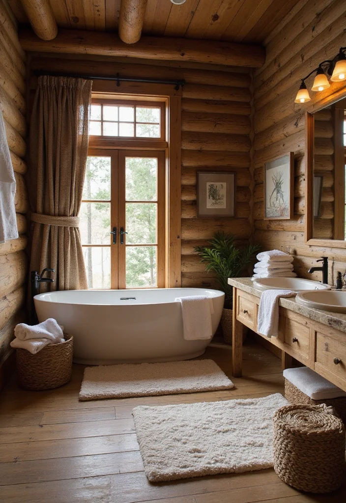 12 Cabin Bathroom Ideas for Cozy Rustic Nature Inspired Charm 10. Luxurious Textures