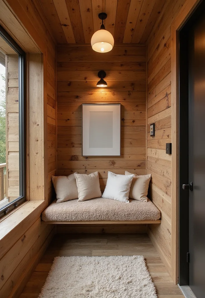 12 Cabin Bathroom Ideas for Cozy Rustic Nature Inspired Charm 12. Cozy Seating Nooks