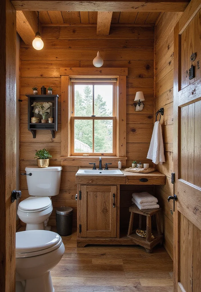 12 Cabin Bathroom Ideas for Cozy Rustic Nature Inspired Charm 7. Upcycled and Reclaimed Features