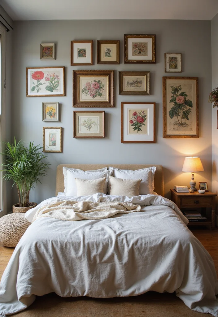 12 Cottagecore Bedroom Ideas for Sweet Cozy Pastel Charm - 10. Artistic Wall Decor
