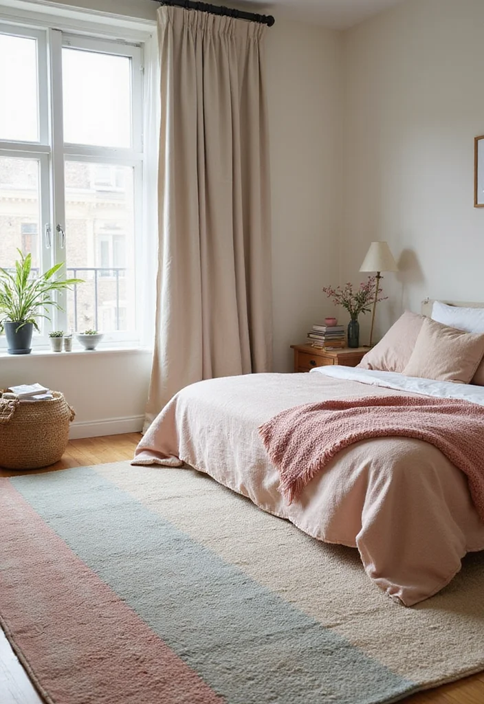 12 Cottagecore Bedroom Ideas for Sweet Cozy Pastel Charm - 9. Layered Rugs