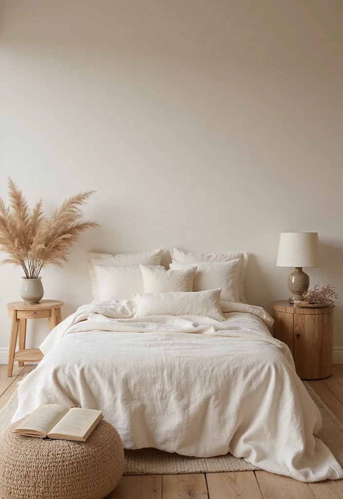 12 Cream Bedroom Ideas for Soft Warm Relaxing Comfort 11. Cream and Wood Combinations
