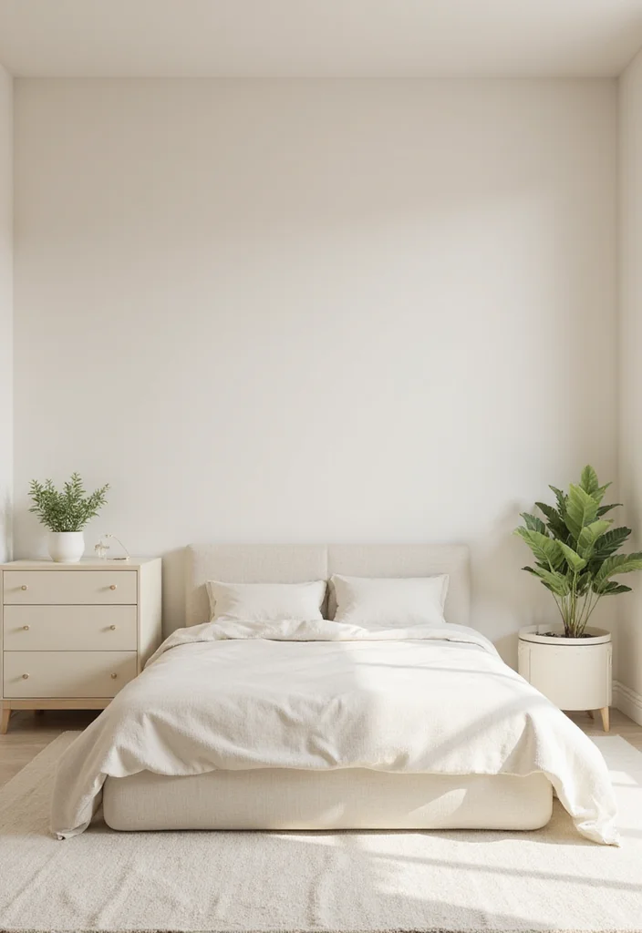 12 Cream Bedroom Ideas for Soft Warm Relaxing Comfort 4. Minimalist Furniture