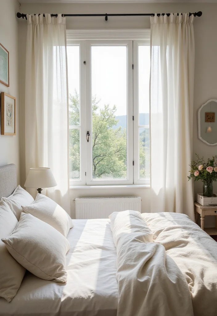 12 Cream Bedroom Ideas for Soft Warm Relaxing Comfort 9. Natural Light Maximization