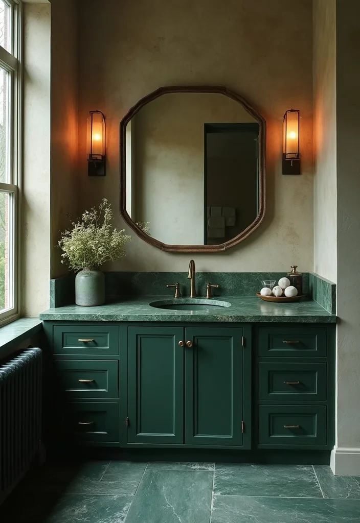12 Dark Green Bathroom Ideas for Rich Calm Natural Depth - 8. Eco-Friendly Countertops
