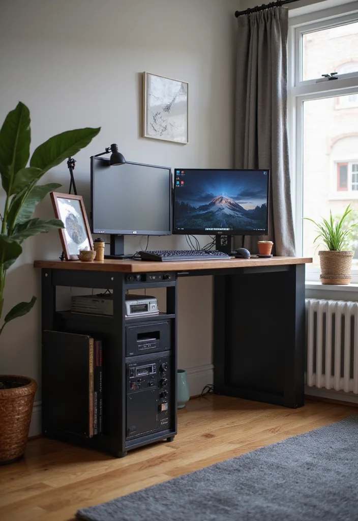 12 Gaming Living Room Ideas for Immersive Comfortable Setups - 7. Compact Desks