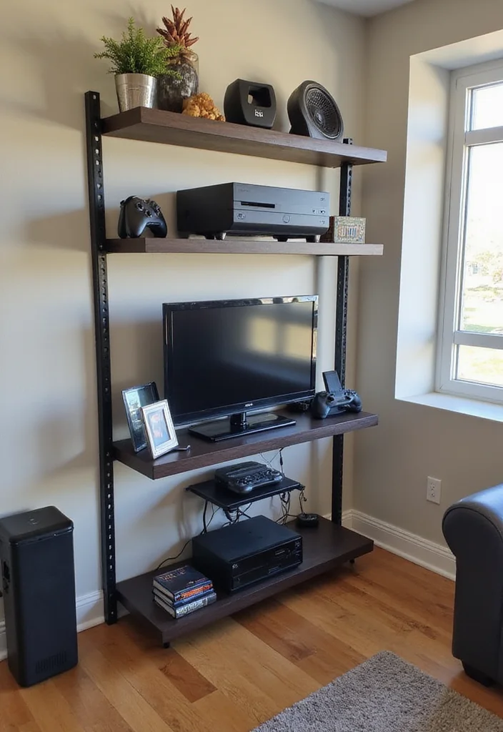 12 Gaming Living Room Ideas for Immersive Comfortable Setups - 8. Adjustable Shelving