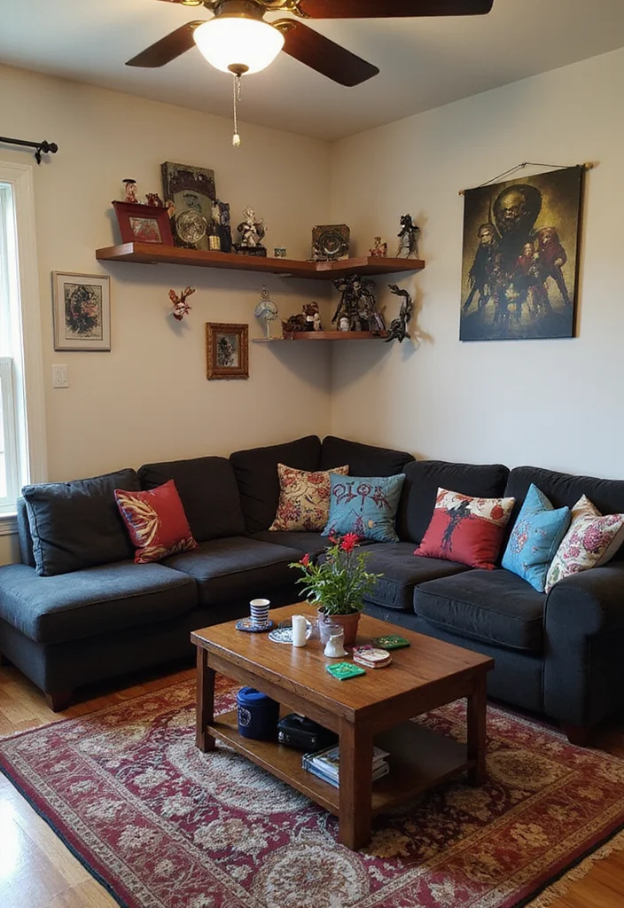 12 Gaming Living Room Ideas for Immersive Comfortable Setups - 9. Themed Accessories