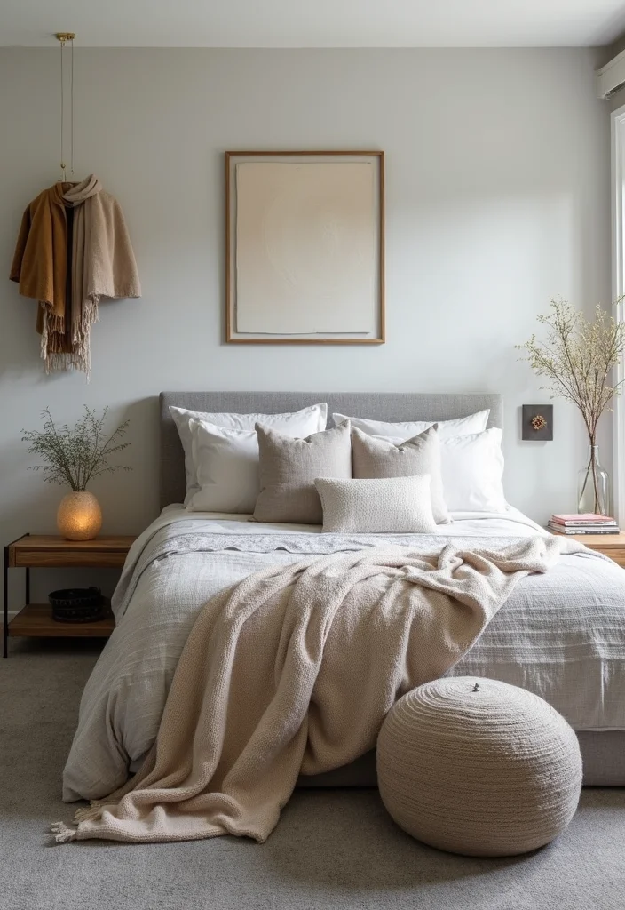 12 Gray Carpet Bedroom Ideas for Soft Calm Modern Neutrality - 11. Calming Accessories