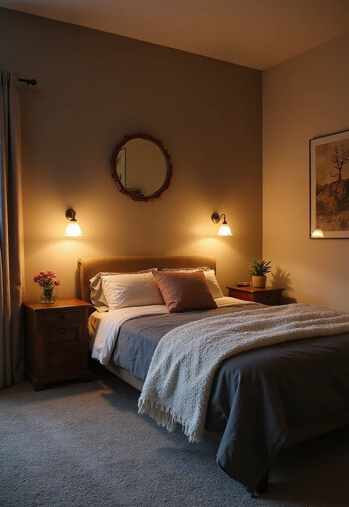 12 Gray Carpet Bedroom Ideas for Soft Calm Modern Neutrality - 7. Warm Lighting