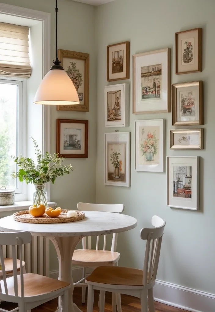 12 Kitchen Corner Decor Ideas for Pretty Functional Accents 111 12 Kitchen Corner Decor Ideas for Pretty Functional Accents 11. Corner Gallery with Art and Photos