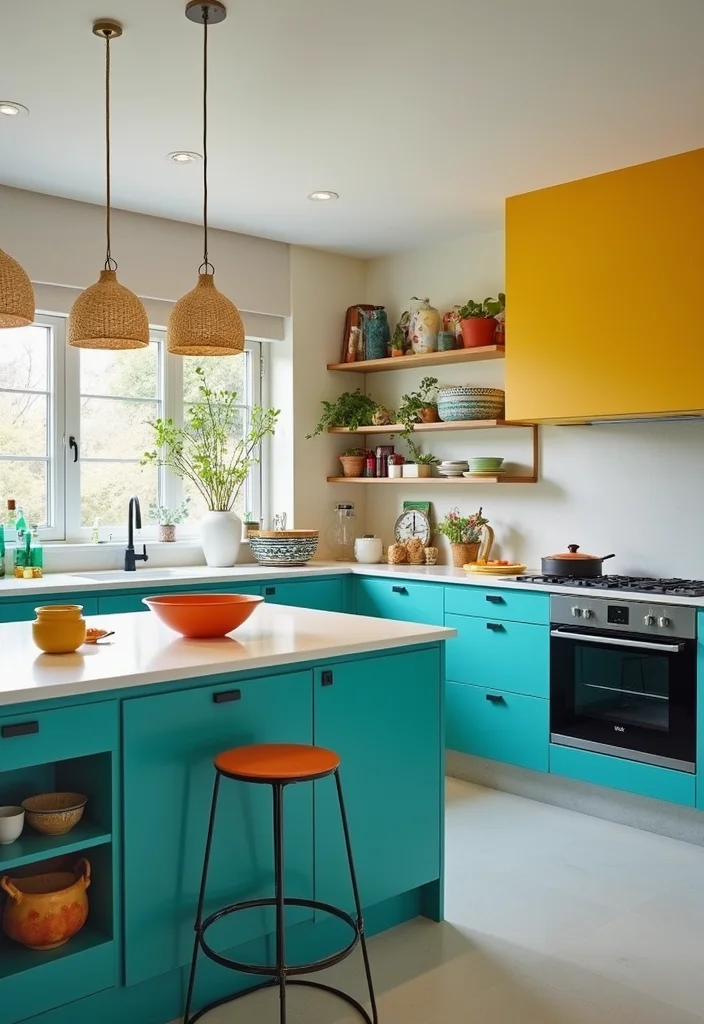 12 Kitchen Island Color Ideas for Fresh Updated Focal Points 45 12 Kitchen Island Color Ideas for Fresh Updated Focal Points - 5. Bright Turquoise for a Fun Pop