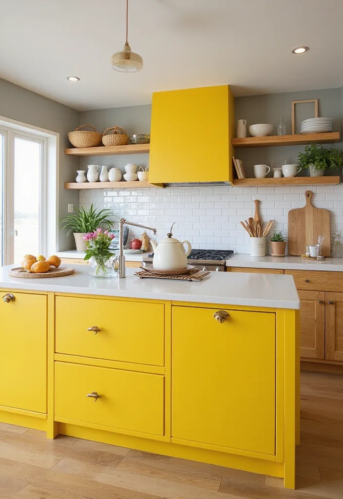 12 Kitchen Island Color Ideas for Fresh Updated Focal Points 78 12 Kitchen Island Color Ideas for Fresh Updated Focal Points - 8. Cheerful Lemon Yellow for Brightness