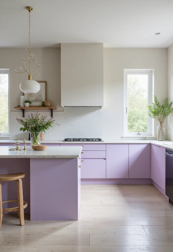 12 Kitchen Island Color Ideas for Fresh Updated Focal Points 89 12 Kitchen Island Color Ideas for Fresh Updated Focal Points - 9. Soft Lavender for a Relaxed Feel
