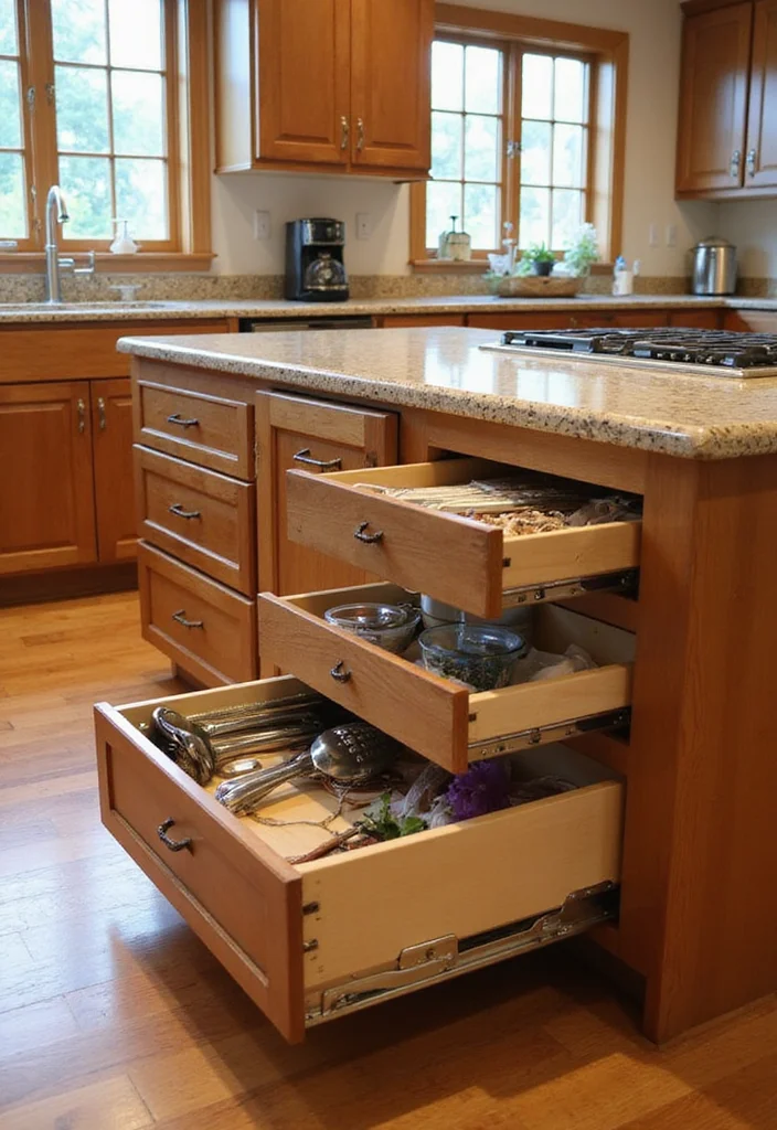 12 Kitchen Island Storage Ideas for Better Organization and Flow - 2. Install Pull-Out Drawers