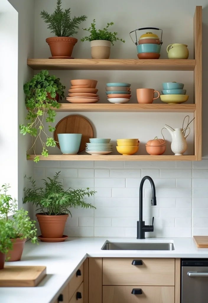 12 Kitchen Upper Cabinets Ideas for Smart Vertical Space Use - 1. Open Shelving for Easy Access