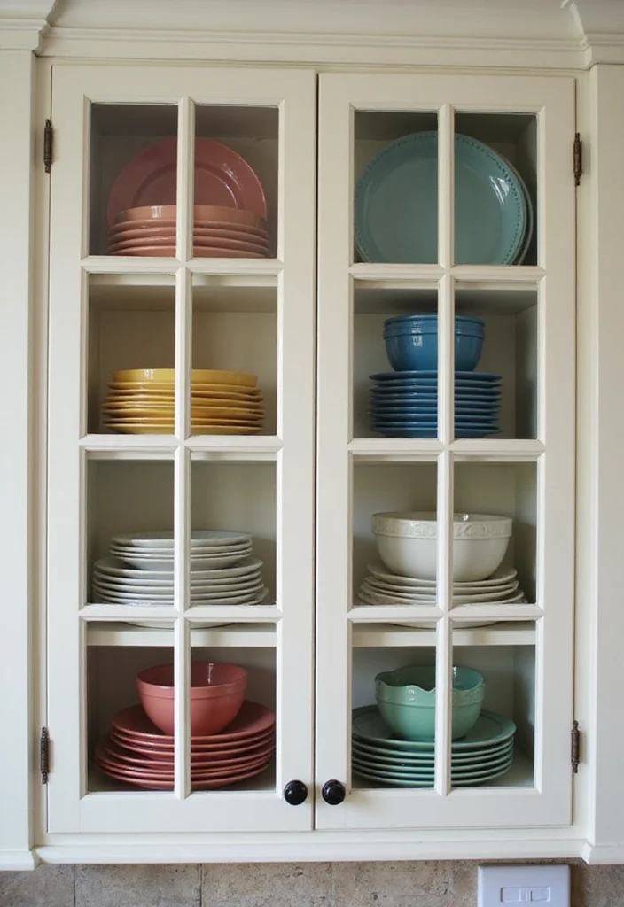 12 Kitchen Upper Cabinets Ideas for Smart Vertical Space Use - 2. Glass-Front Cabinets to Showcase Dishware