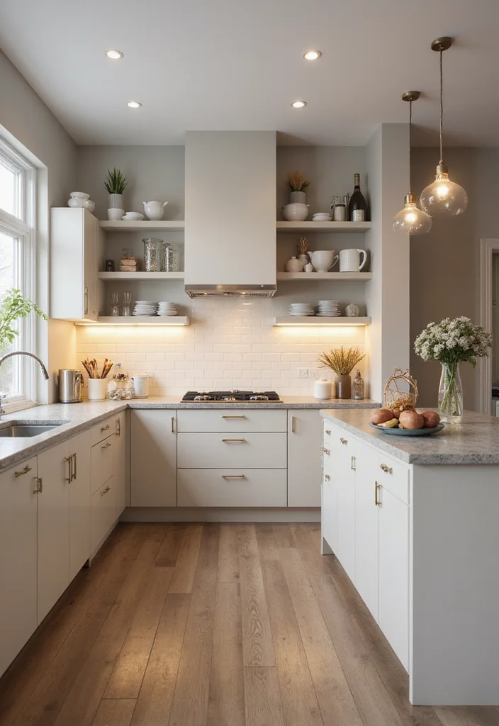 12 Kitchen Upper Cabinets Ideas for Smart Vertical Space Use - 6. Functional Decor with Floating Cabinets