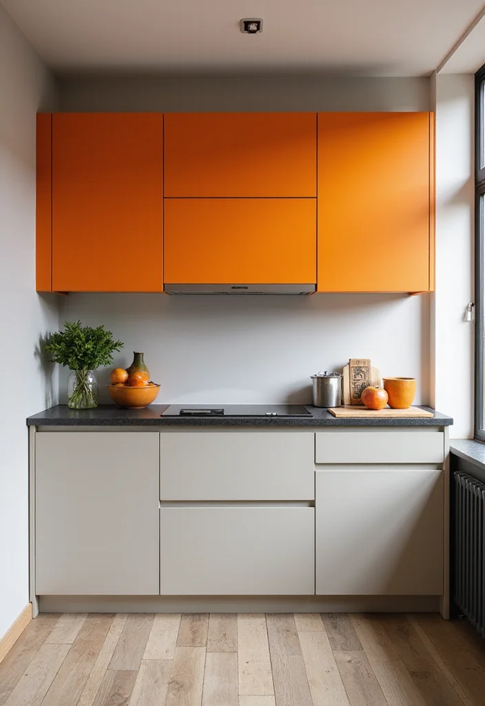 12 Kitchen Upper Cabinets Ideas for Smart Vertical Space Use - 8. Bold Colors for Upper Cabinets