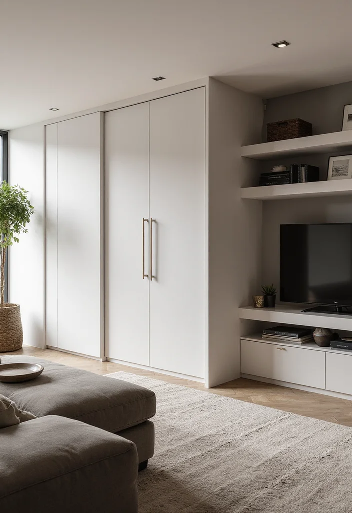 12 Living Room Closet Ideas for Hidden Practical Organization - 3. Built-In Closet Design