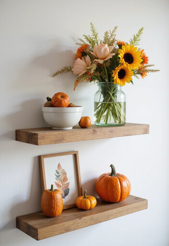12 Living Room Floating Shelf Decor Ideas for Clean Modern Displays - 10. Seasonal Swaps