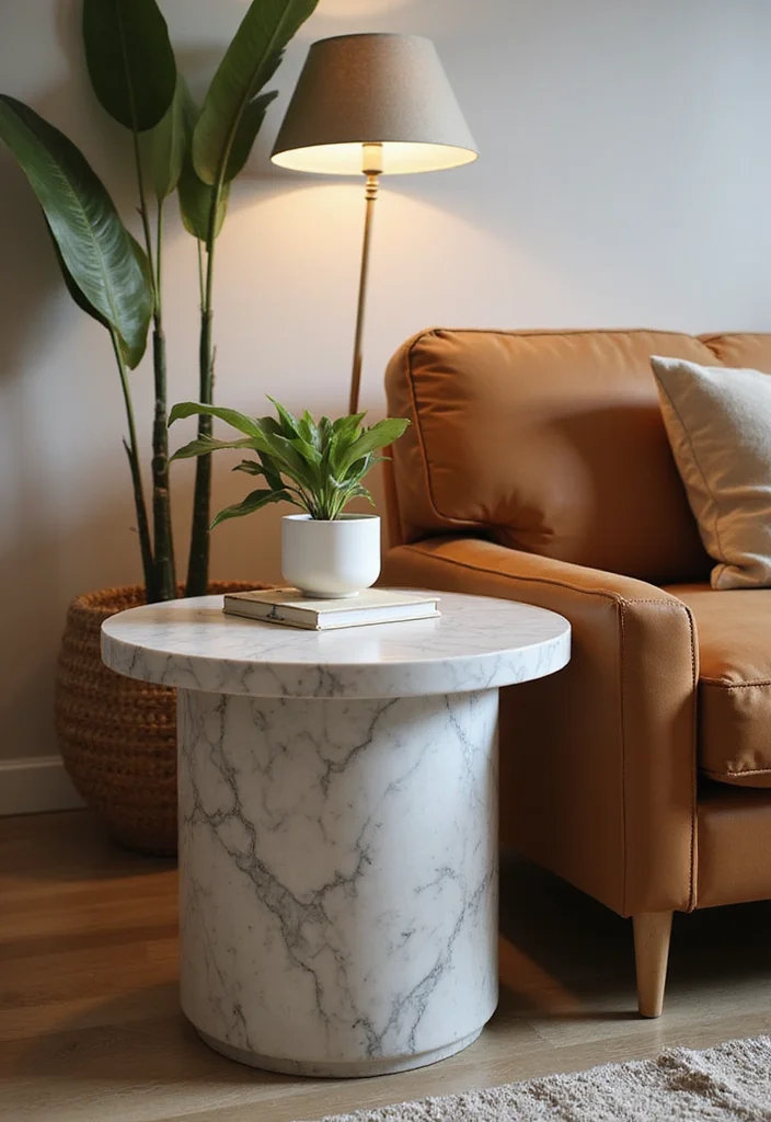 12 Living Room Side Table Ideas for Useful Stylish Accents - 1. Minimalist Marble Side Tables