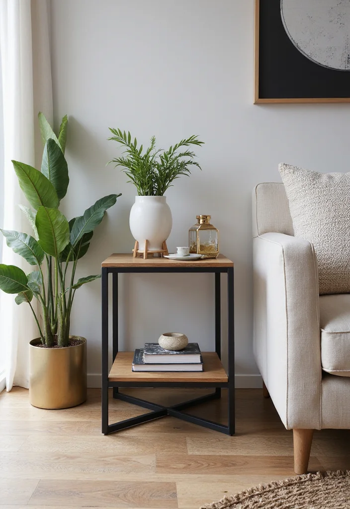 12 Living Room Side Table Ideas for Useful Stylish Accents - 3. Sleek Metal Frame Tables