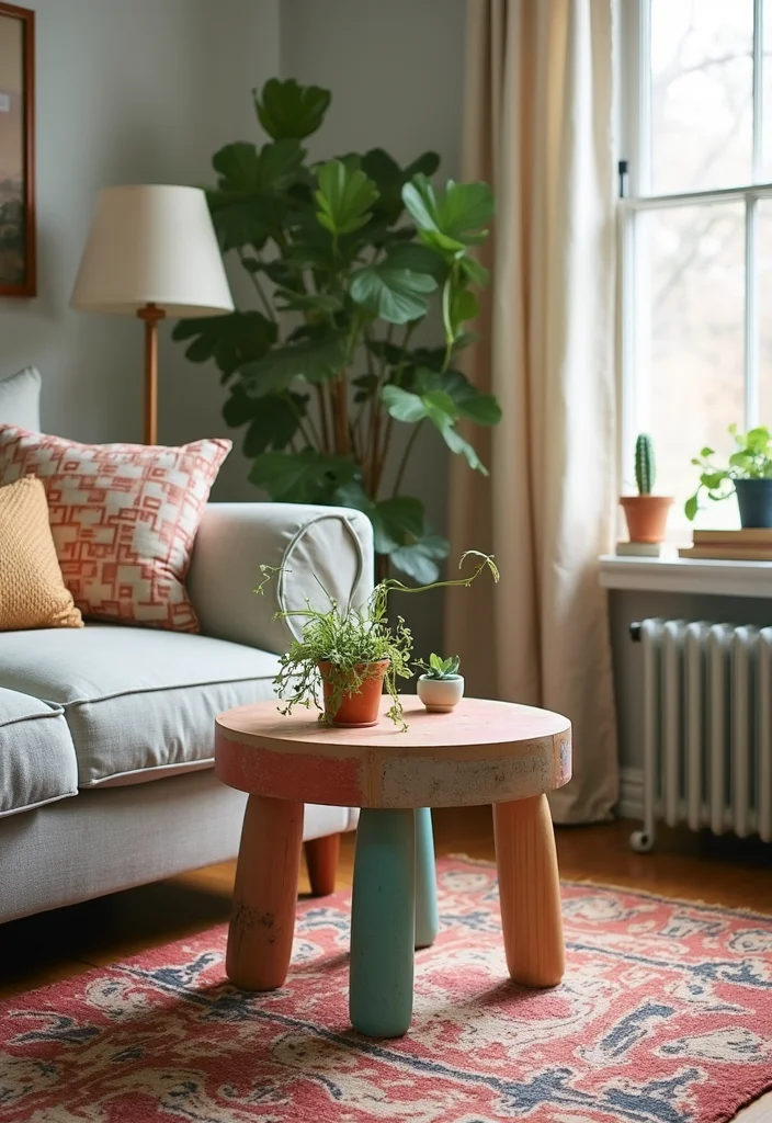 12 Living Room Side Table Ideas for Useful Stylish Accents - 6. Repurposed Stools