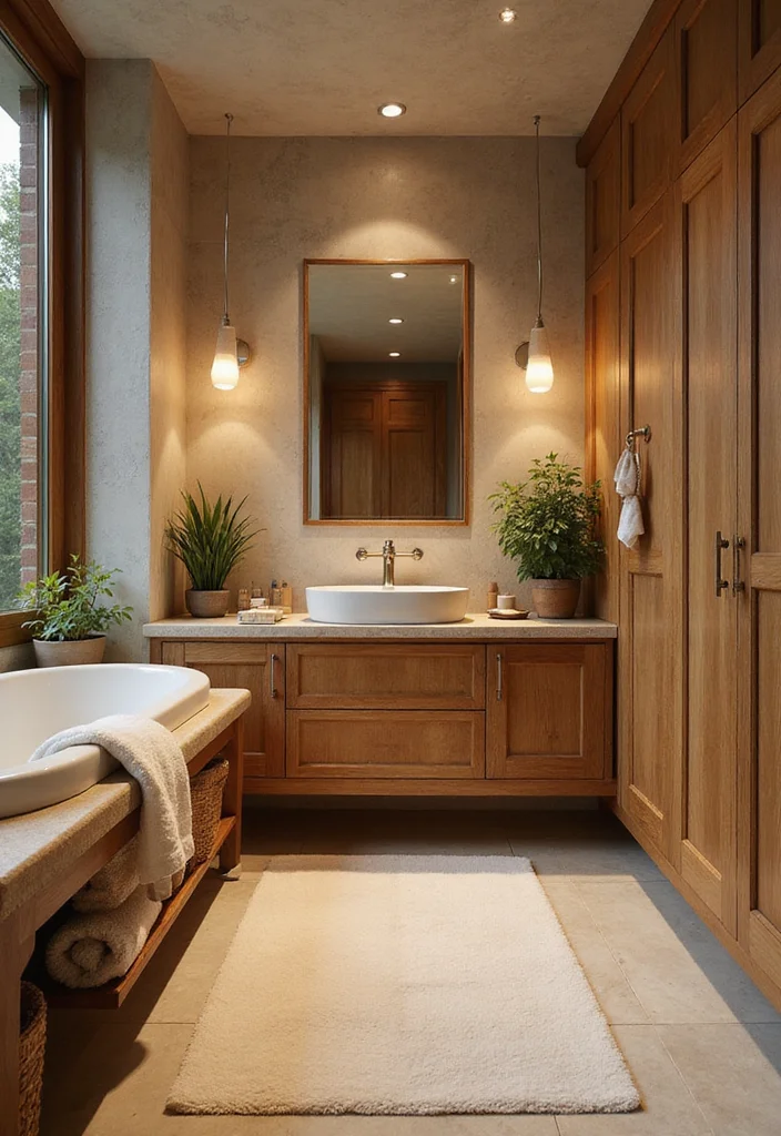 12 Mid Century Bathroom Ideas for Warm Retro Modern Style 45 12 Mid Century Bathroom Ideas for Warm Retro Modern Style - 5. Nature-Inspired Elements