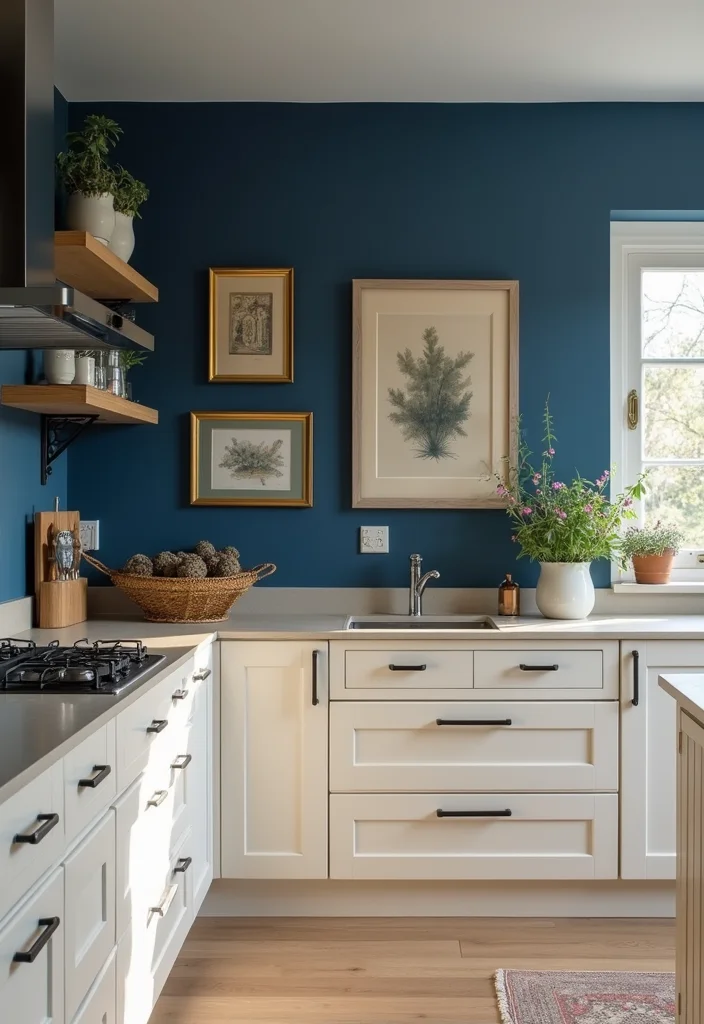 12 Navy Blue Kitchen Ideas for Deep Modern Sophisticated Color 2. Accent Walls in Deep Blue