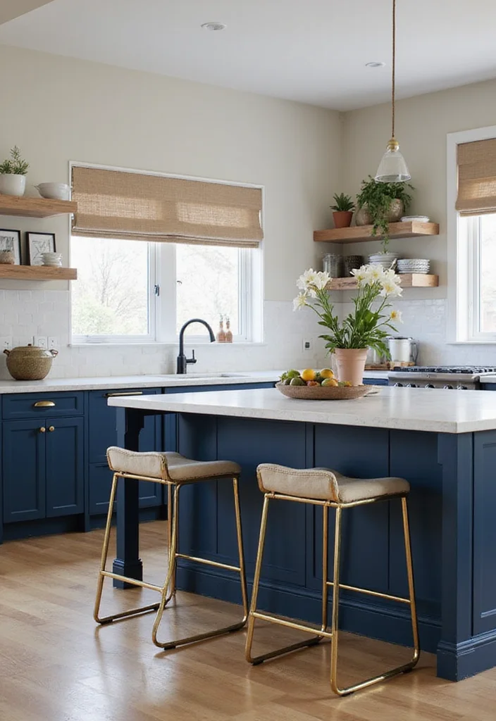 12 Navy Blue Kitchen Ideas for Deep Modern Sophisticated Color 4. Navy Blue Kitchen Islands